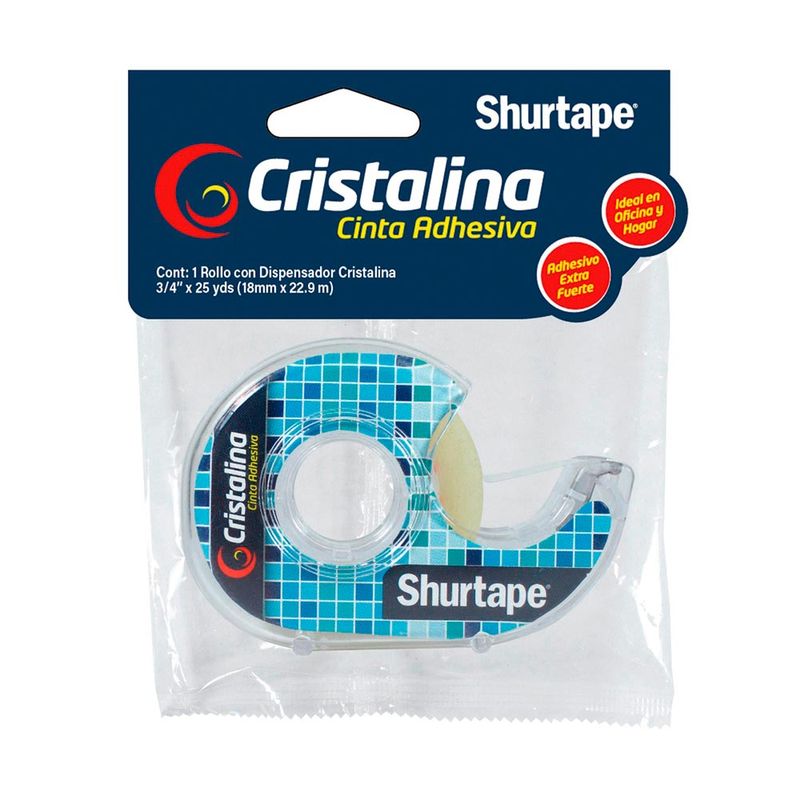 Cinta Adhesiva Cristalina con Dispensador 3/4'' x 25 yd