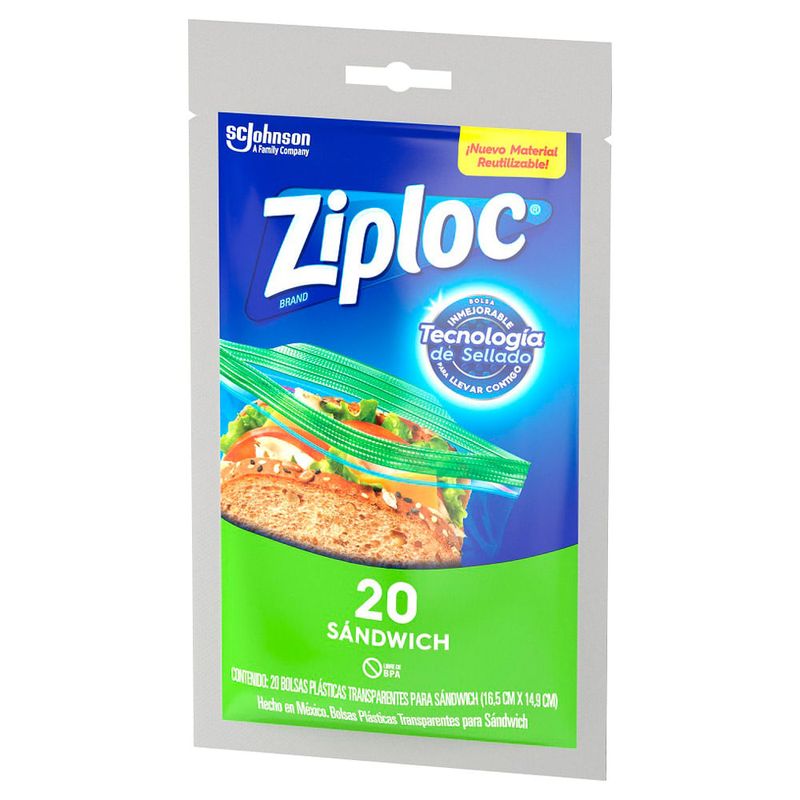 Ziploc Bolsa Reutilizable para Sandwich 100 bolsas 