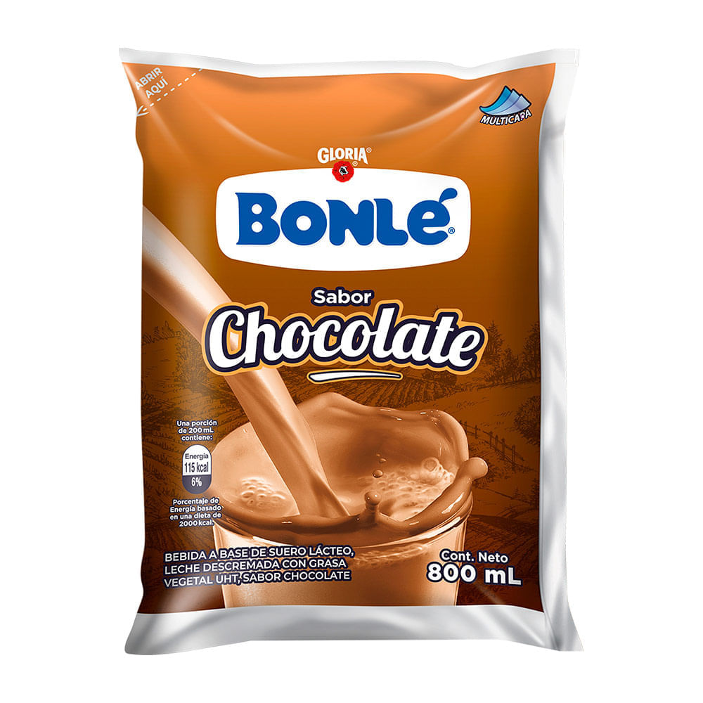 Bebida Láctea Sabor Chocolate Bonlé Bolsa 800 ml 