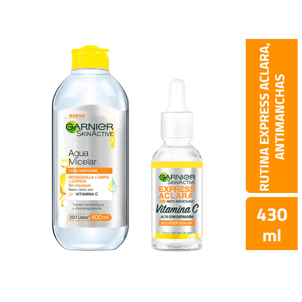 Agua Micelar Garnier Skinactive Express Aclara x 400 ml