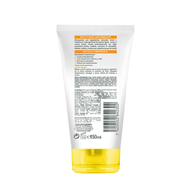 Limpiador-Facial-en-Gel-Express-Aclara-Tono-Uniforme-Garnier-Skin-Active-Tubo-150-ml-4-167497780