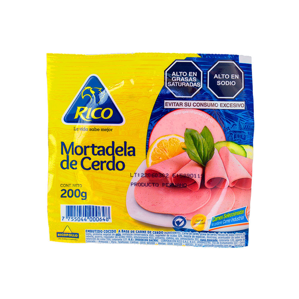 Mortadela de Cerdo Rico 200g Metro.pe