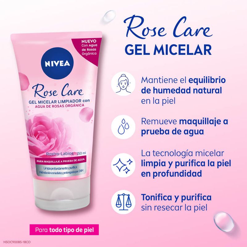 Nivea Rose Care Gel micelar limpiador facial