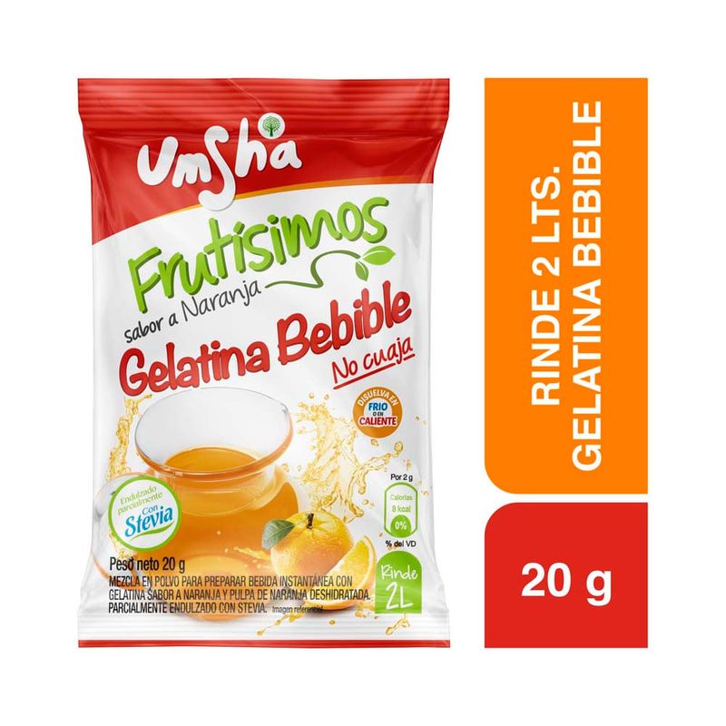 Gelatina sin azúcar naranja 20 g