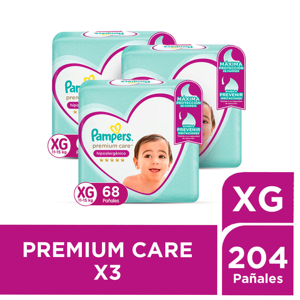 Pack Pañales para bebé PAMPERS Premium Care Talla XG Paquete 120un