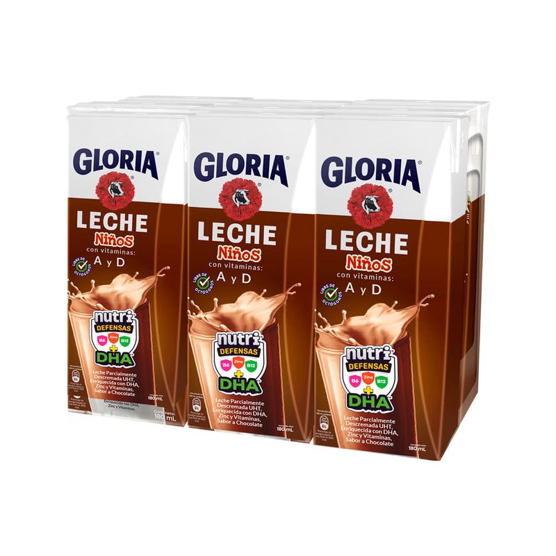 Tripack Leche Parcialmente Descremada Gloria Sin Lactosa Caja 1L 