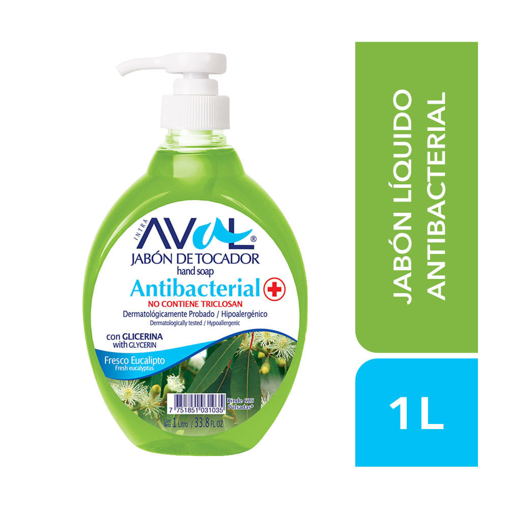 Jabón Líquido Antibacterial Aval Fresco Eucalipto 1l Metrope 8468