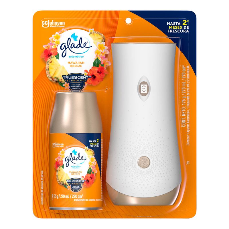 Glade Recambio automático en aerosol, ambientador para el hogar y el baño,  brisa hawaiana, 6.2 onzas