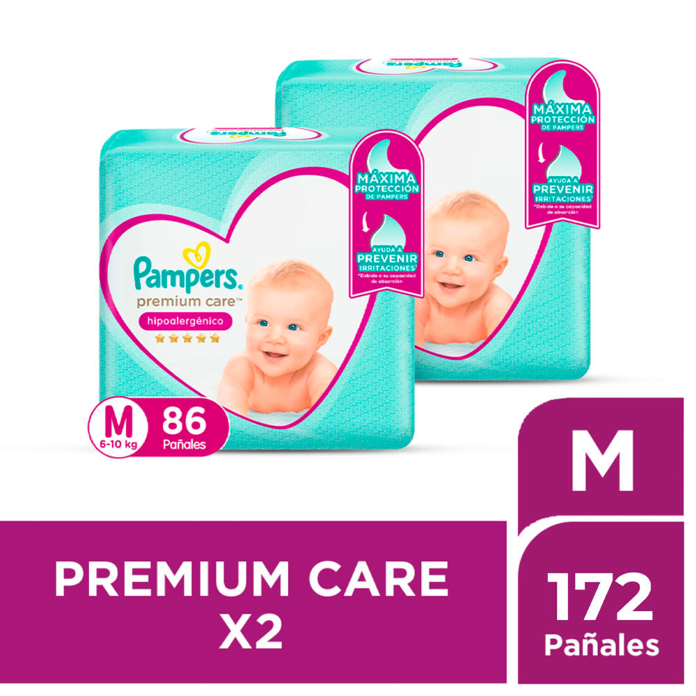 Twopack Pañales para Bebé Pampers Premium Care Talla M 172un