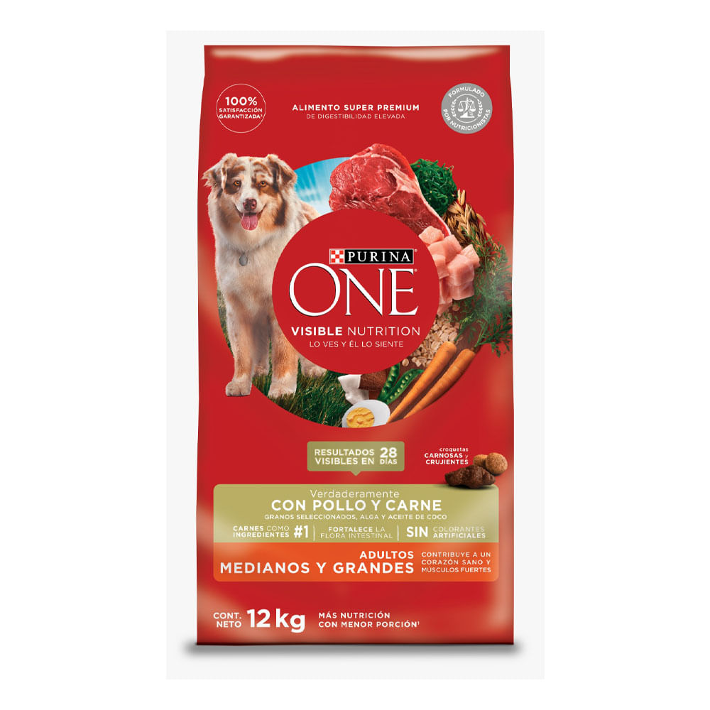 Alimento Purina One Adulto Mediano Grande Pollo Y Carne 12kg Metrope 0839