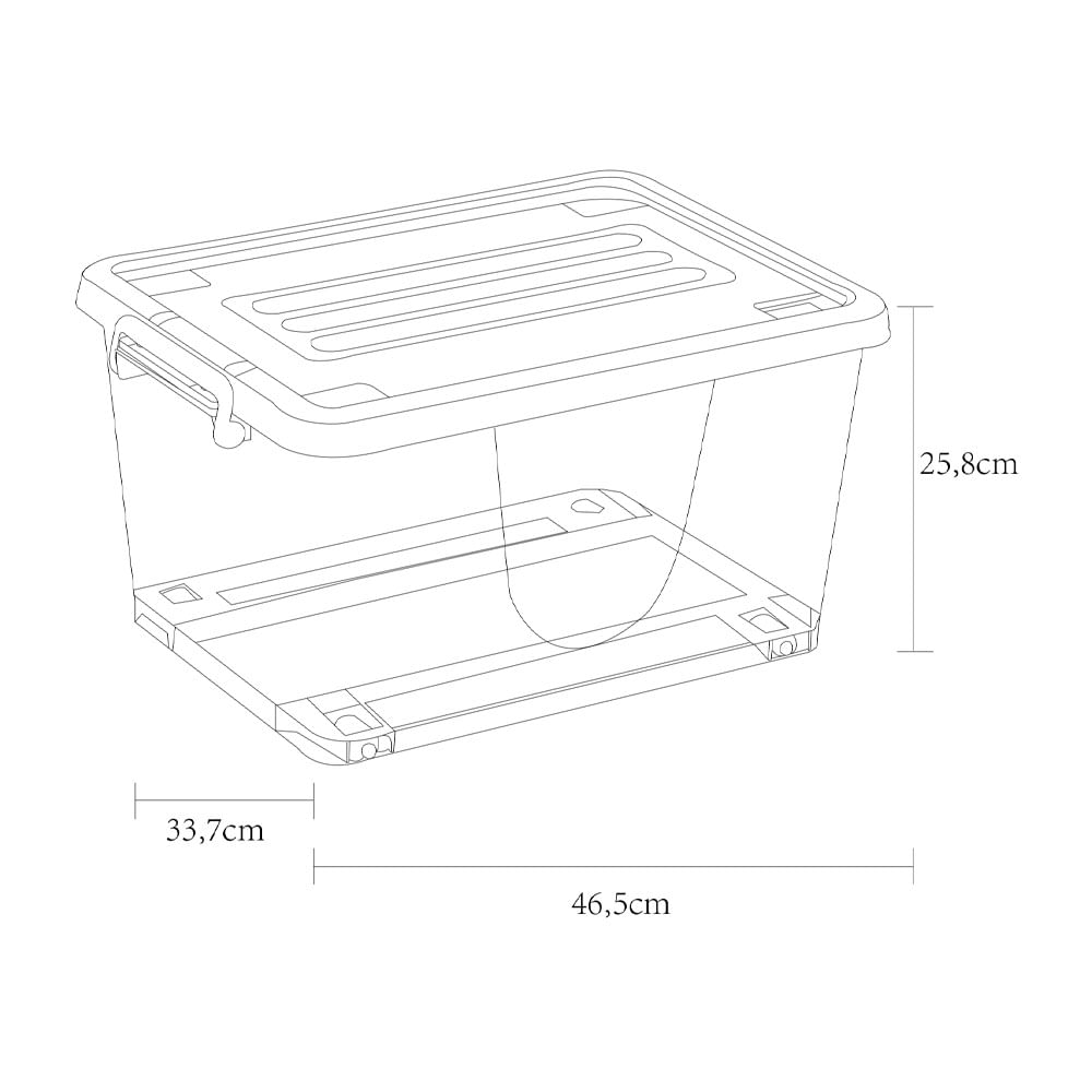 Caja organizadora transparente con ruedas 26 L