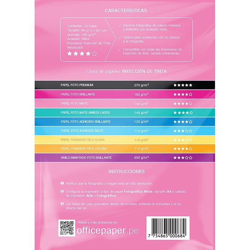 Papel-Foto-Office-Paper-Mate-Mate-180g-20-Hojas-A4-3-243881