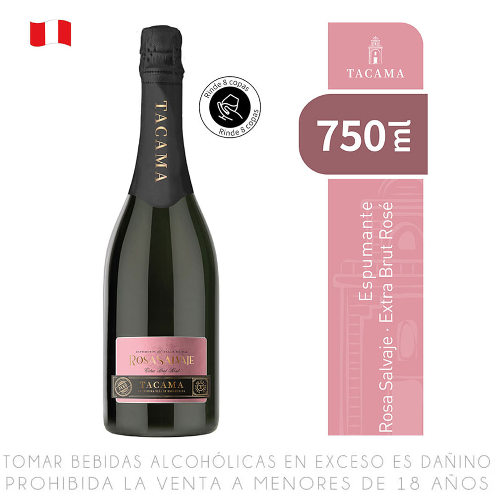 Espumante Extra Brut Rosé Tacama Rosa Salvaje Botella 750ml - Metro.pe