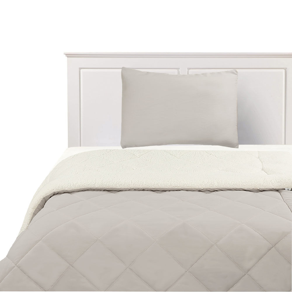 Plumon Krea Sherpa Smooth 1.5 Cuadrado Crudo