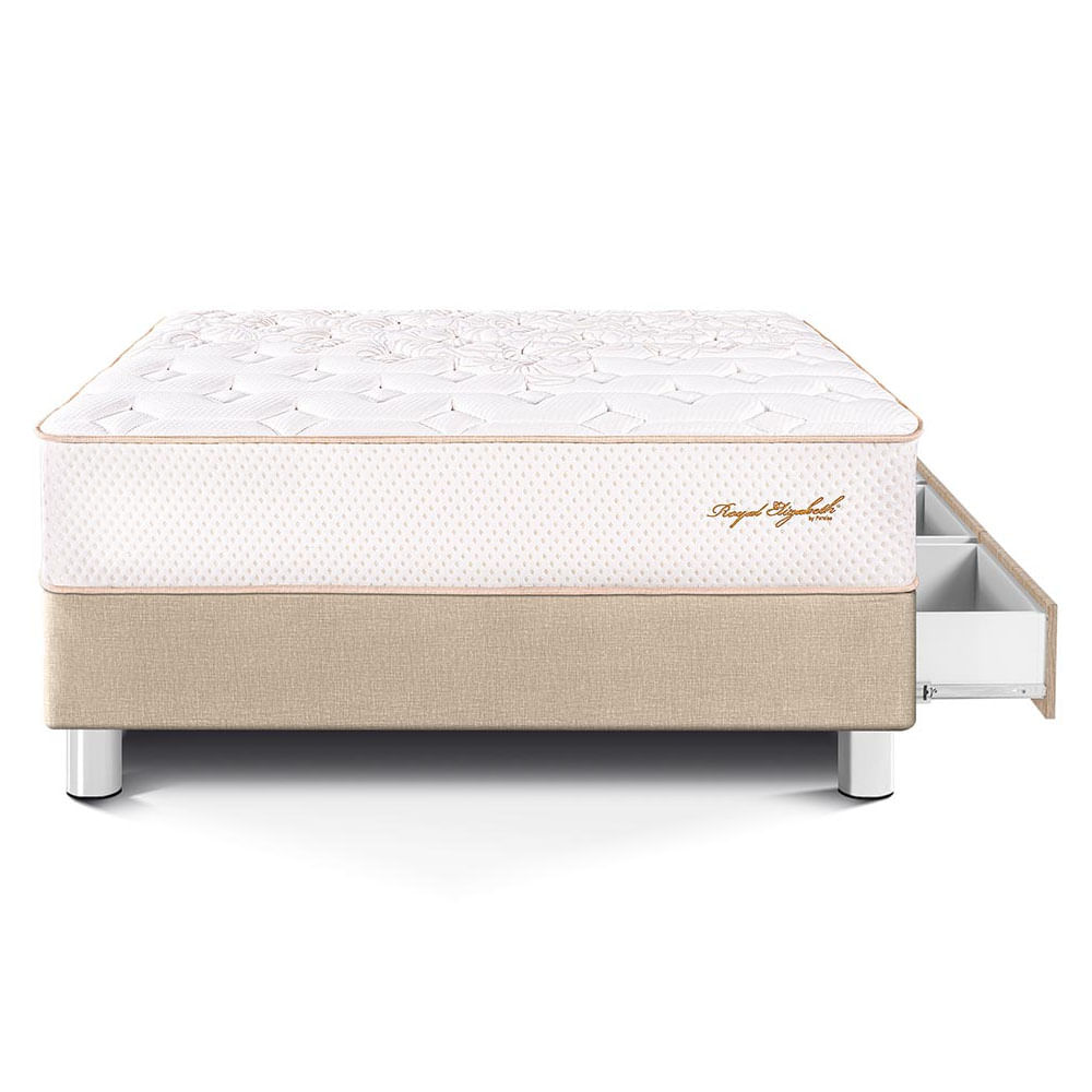 Cama Royal Elizabeth con Cajones 1.5 Plaza Champagne