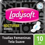 Toallas Higiénicas Ladysoft Nocturna Normal con Alas Tela Suave Paquete 10 Unidades