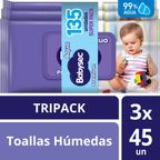Tripack Toallitas Húmedas Babysec Premium 45un