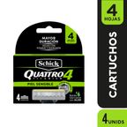 Repuestos para Máquina de Afeitar Quattro 4 Titanium Sensitive Schick Pack 4 unid