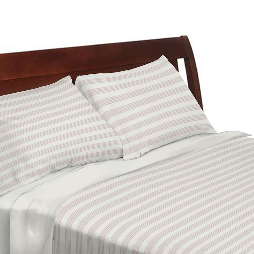 Juego de Sábanas Krea Estampada Queen Plaza 144H Polialgodón Raya