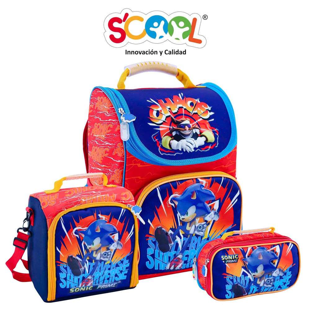 Set Mochila Scool Magic Pick Tela PVC Sonic Prime
