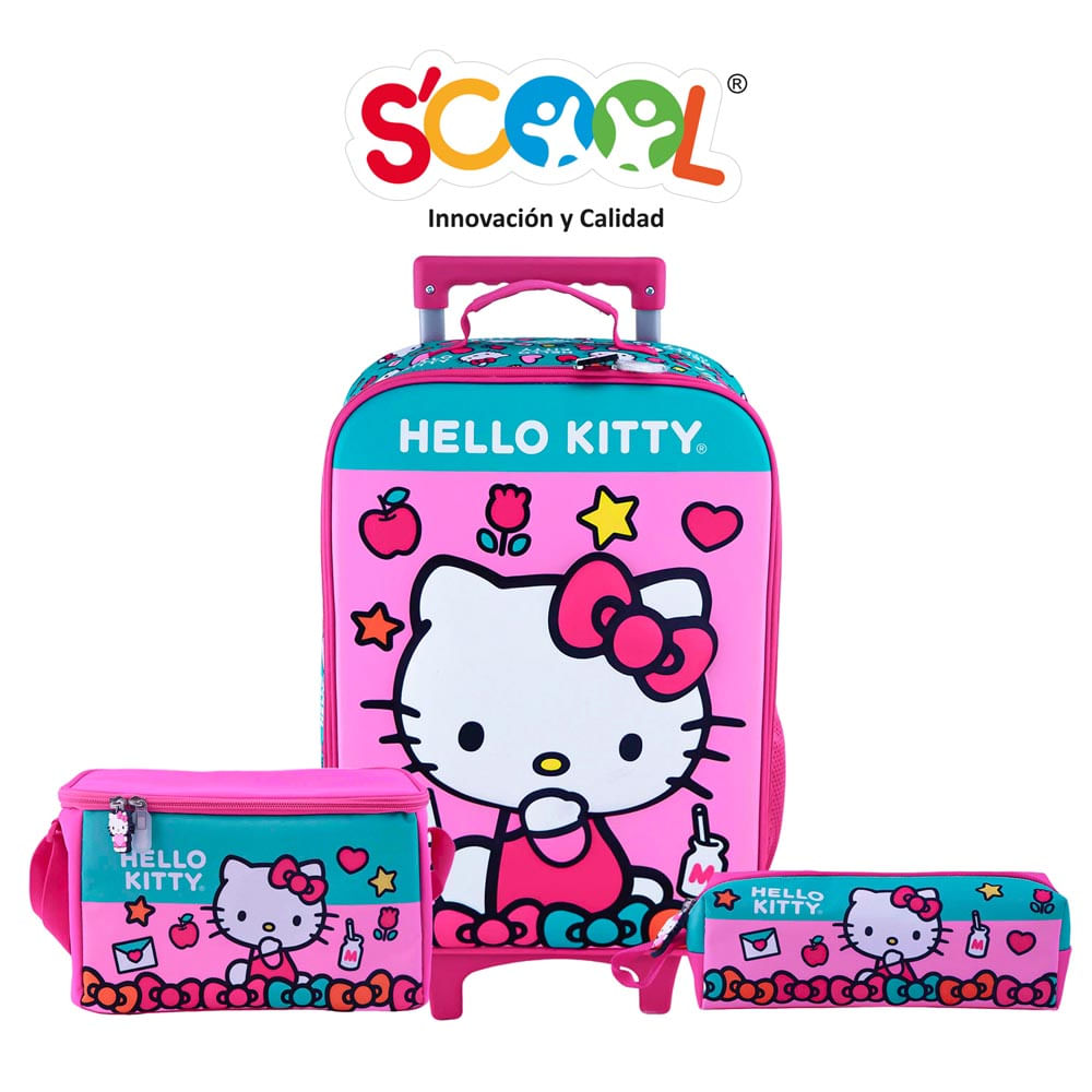 Set Maleta Grande Scool Kombat Eva Hello Kitty