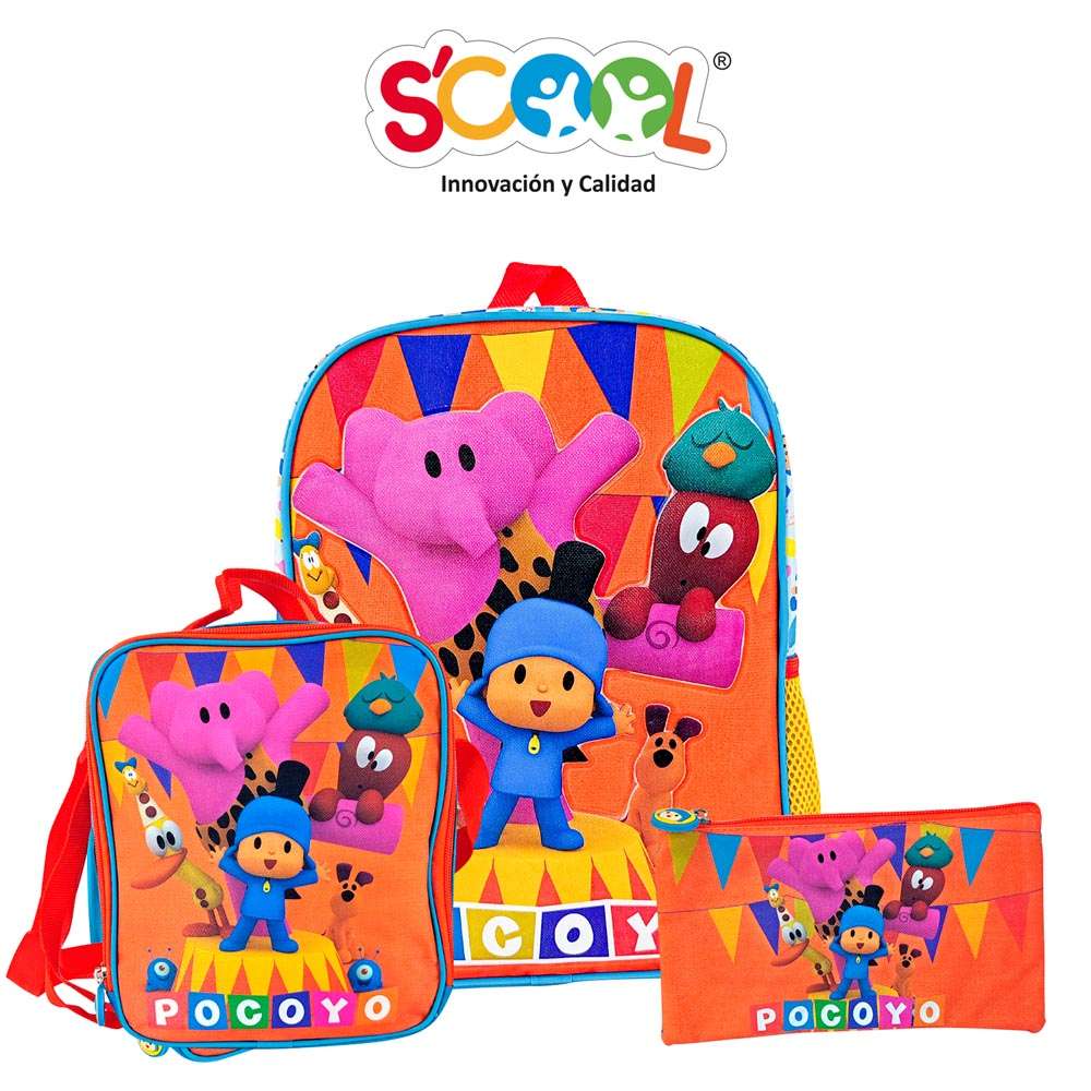 Set Mochila Scool Tela PVC Pocoyo