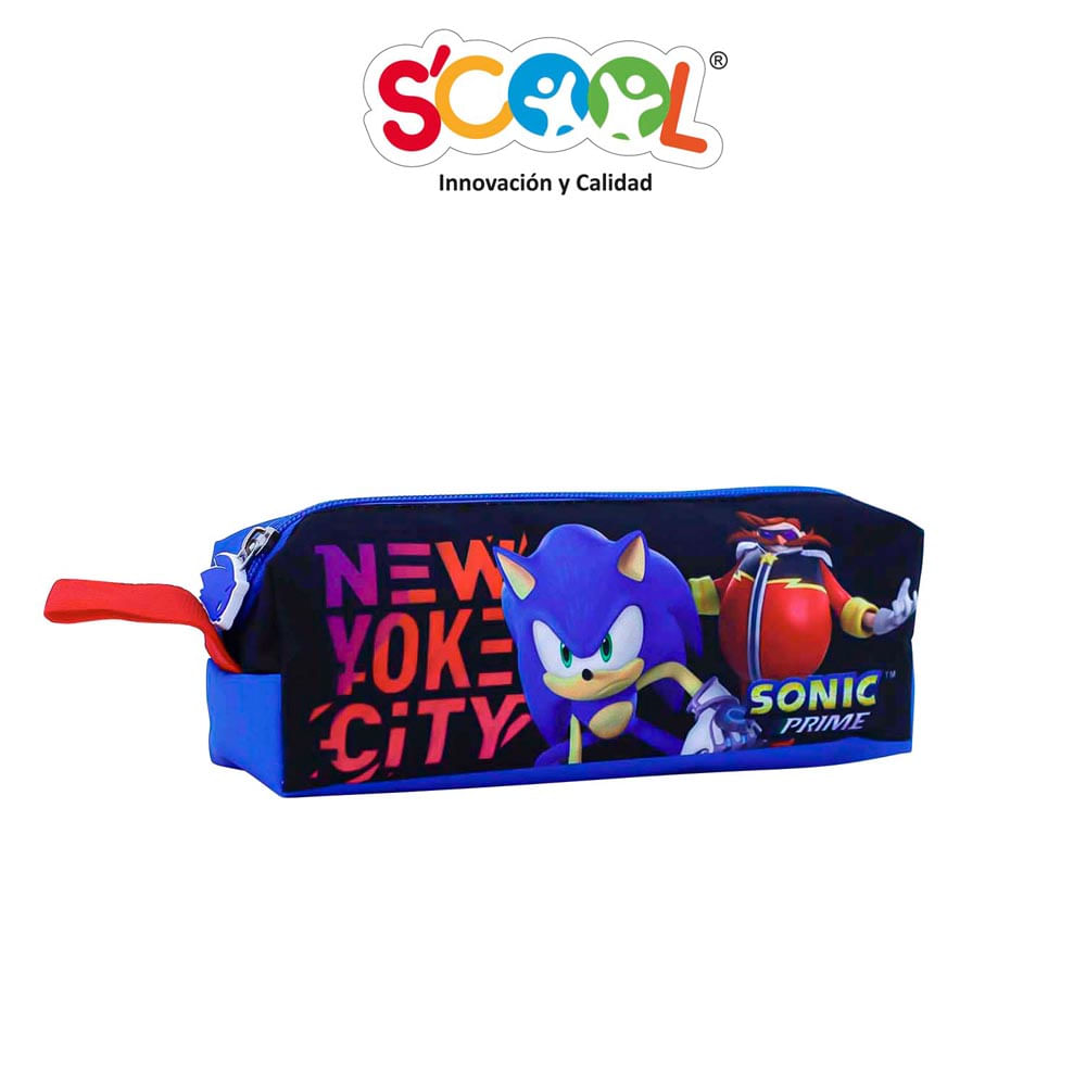 Cartuchera Rectangular Scool Tela Sonic Prime