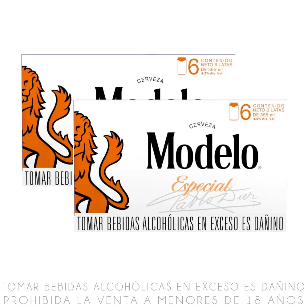 Sixpack x2 Cerveza Modelo Especial Lata 355ml