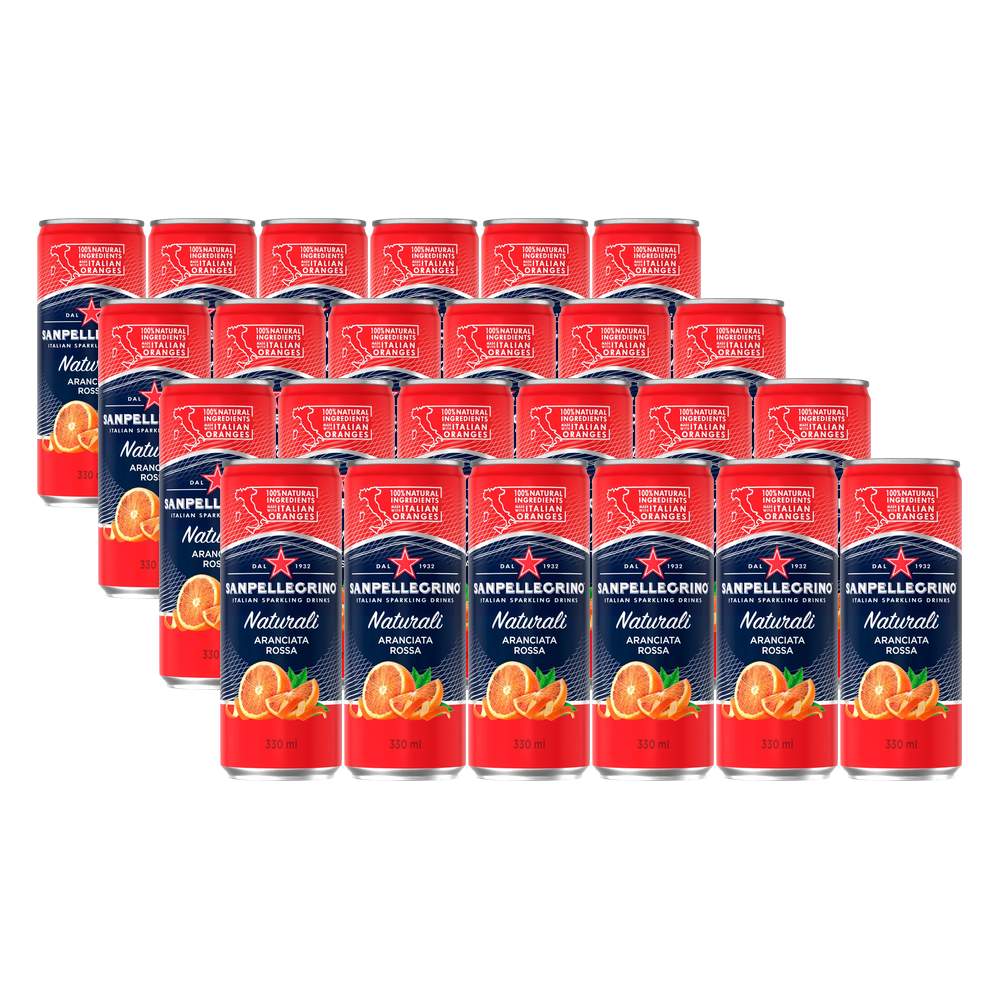 Pack x24 Agua Carbonatada Sanpellegrino Aranciata Rossa Lata 330ml