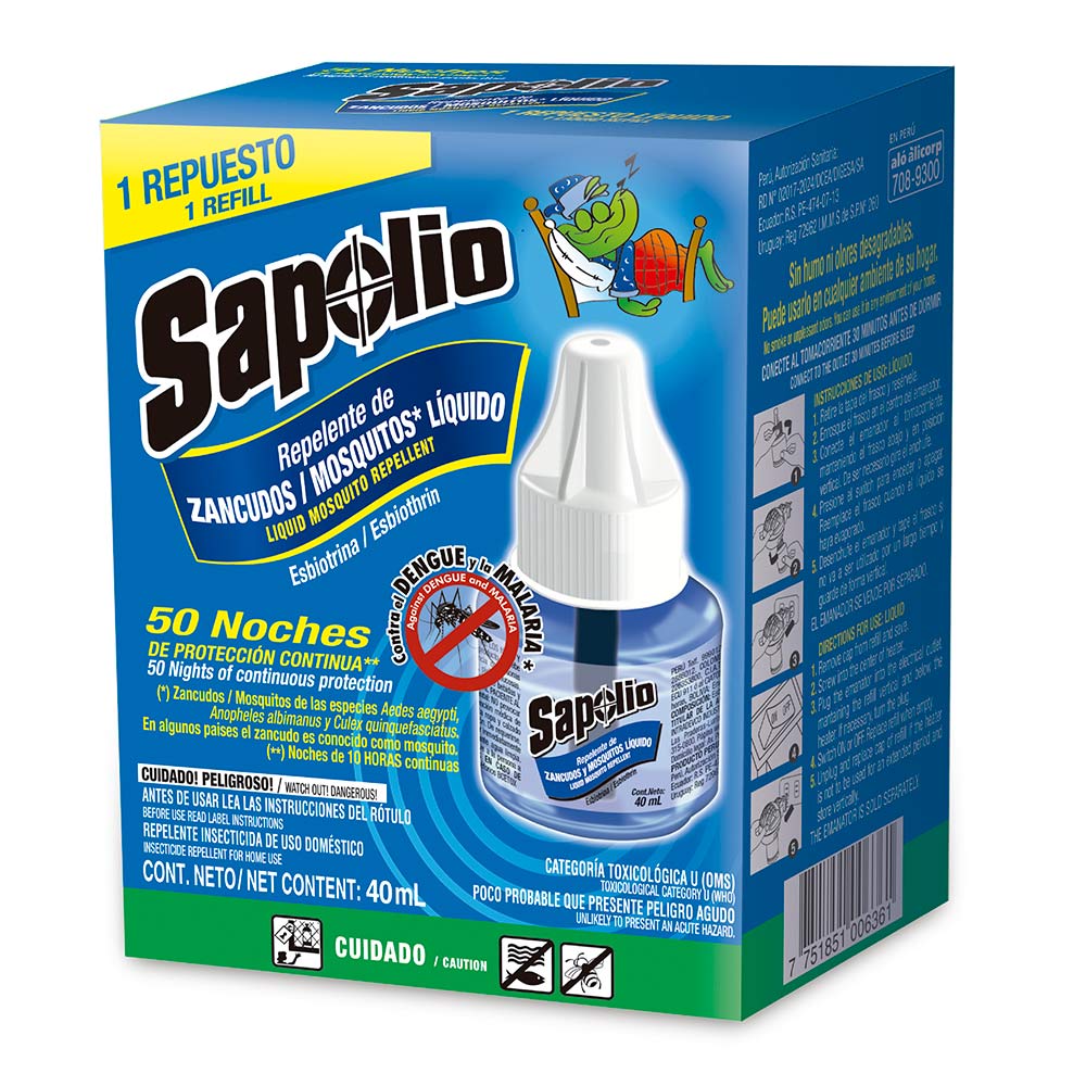 Repelente Líquido de Zancudos y Mosquitos Sapolio 40ml
