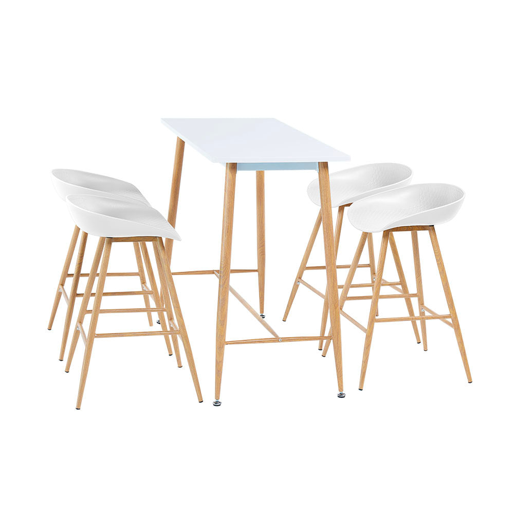 Comedor Alto 4 Sillas M+Design 110x50x90cm Blanco