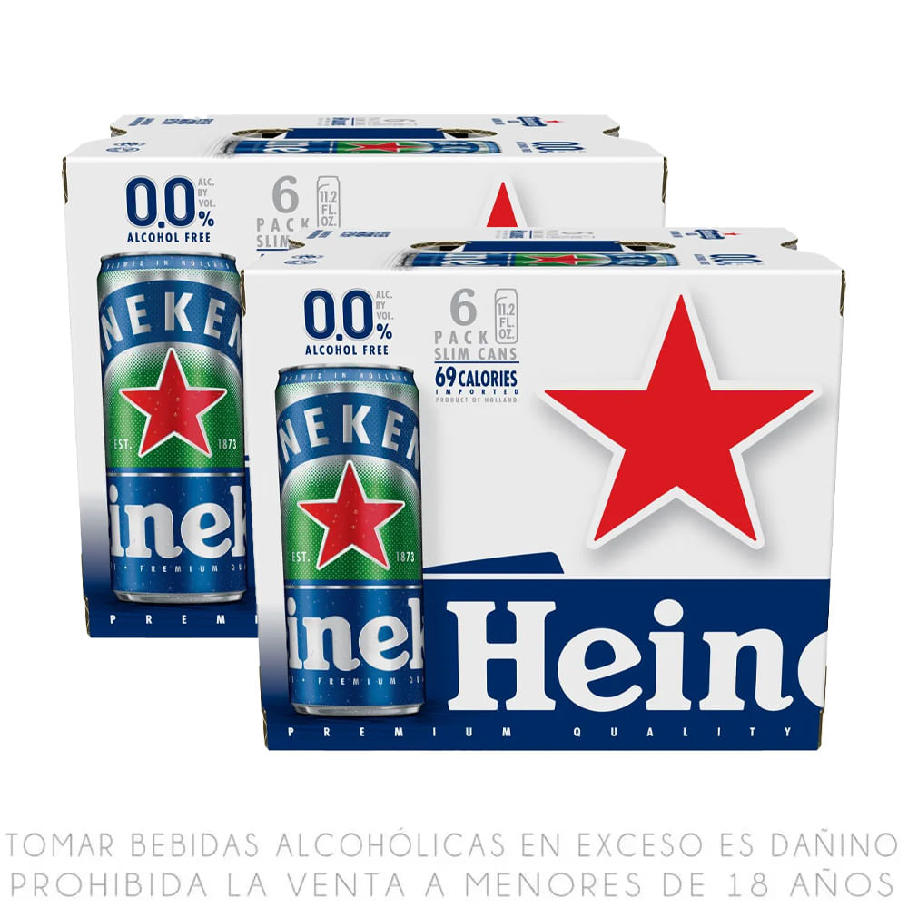 Sixpack x2 Cerveza Sin Alcohol Heineken Lata 330ml
