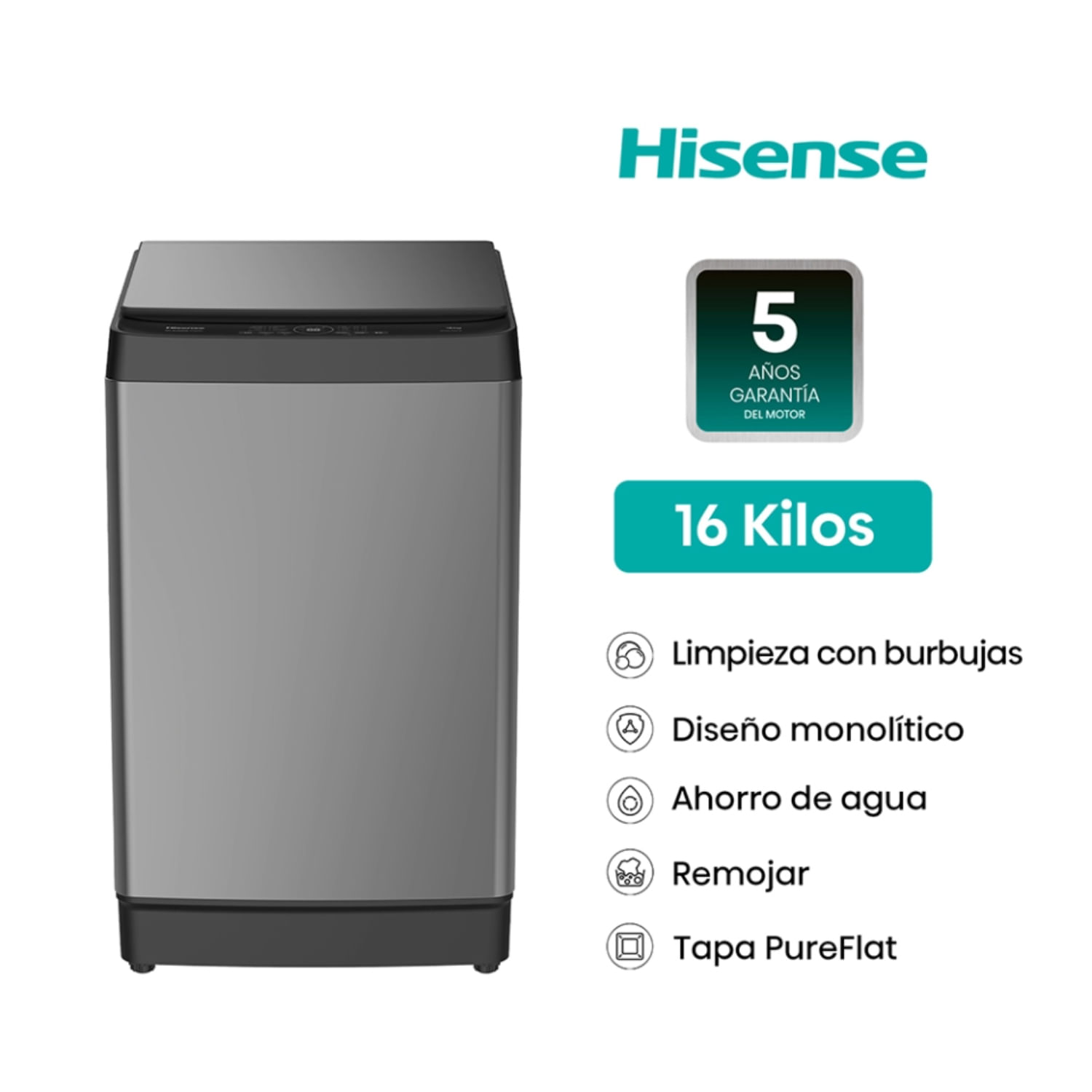 Lavadora Hisense Carga Superior 16Kg Wt3K1623Ut Hisense
