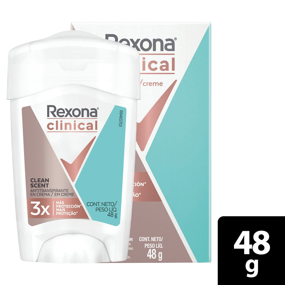 Antitranspirante en Crema Rexona Clinical Clean Scent 48g