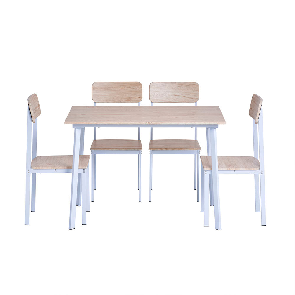 Juego de Comedor M+Design 4 Sillas Belk 110x70x76cm Natural Blanco