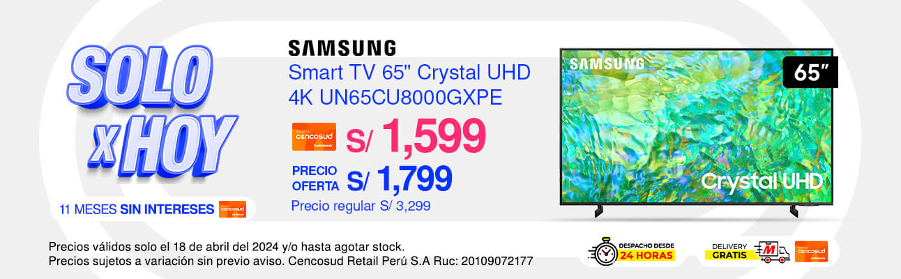 Televisor Samsung Smart TV 65 CRYSTAL UHD 4K UN65CU8000GXPE