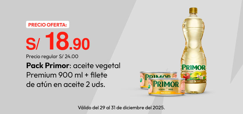 Pack Primor: Aceite Vegetal Premium 900ml + Filete de Atún en Aceite 2un