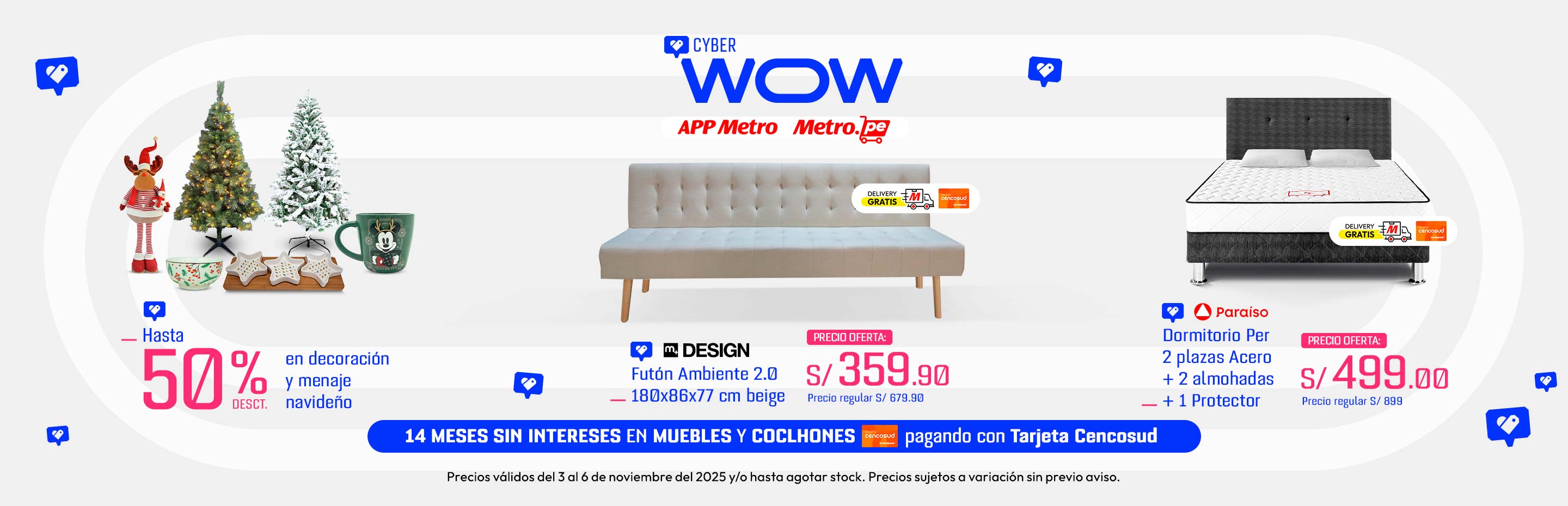Hasta 40% de dscto. en decoración y menaje navideño