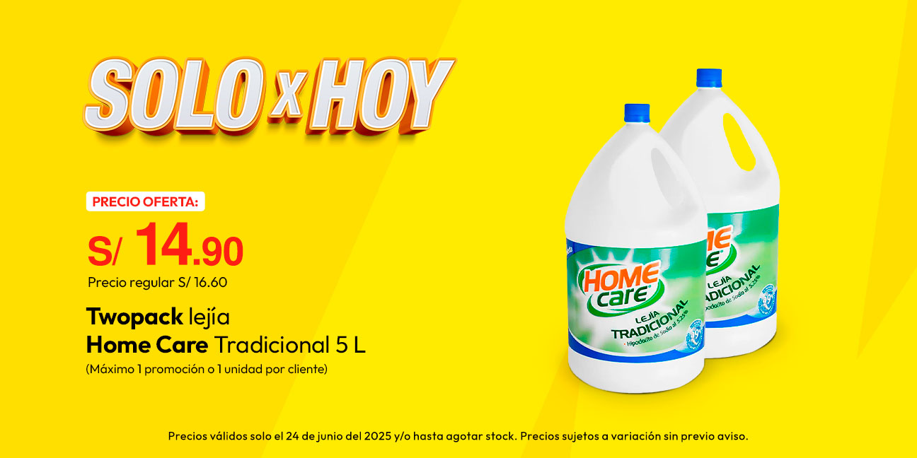 Twopack Lejía Home Care Tradicional 5L  (Máximo 1 promoción o 1 unidad por cliente)