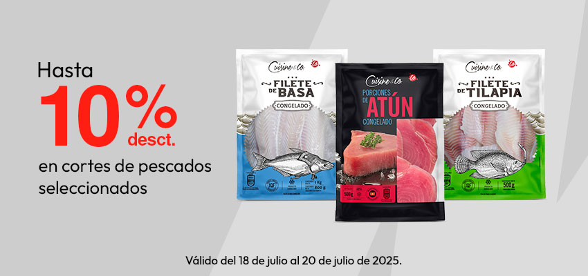 Hasta 10% de desct. En cortes de pescados seleccionados 
