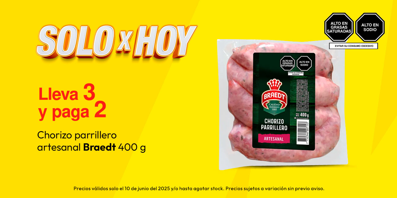 3x2 Chorizo Parrillero Artesanal Braedt 400g