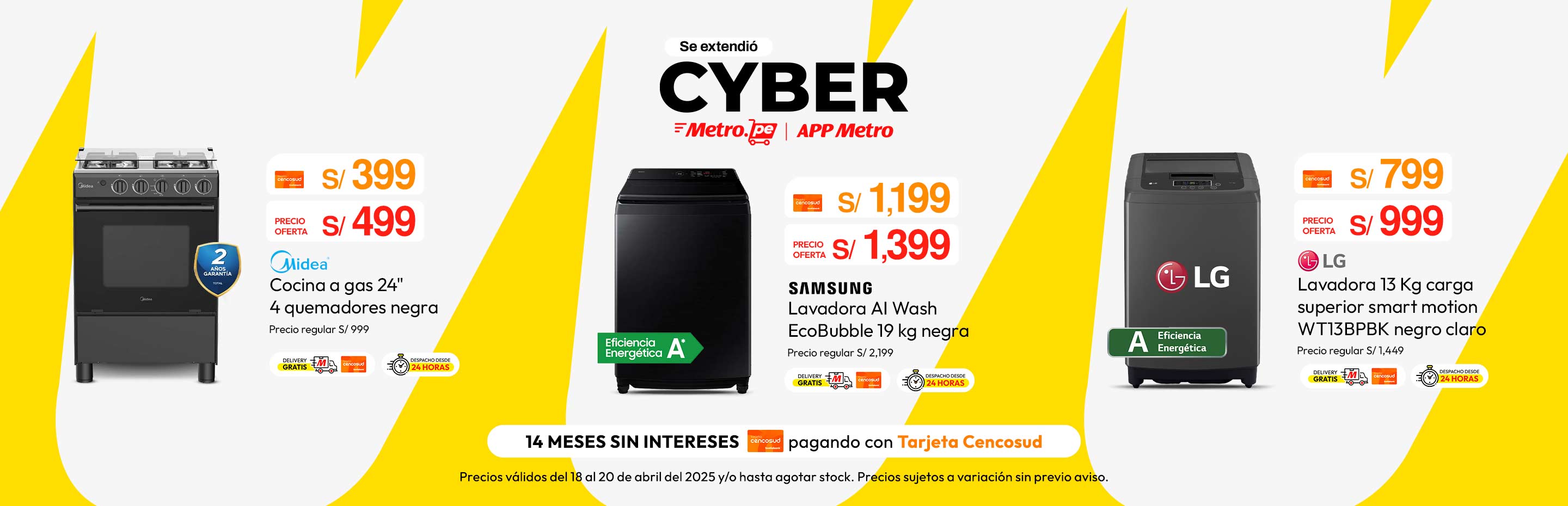Cocina a Gas 24" Midea 4 Quemadores Negra