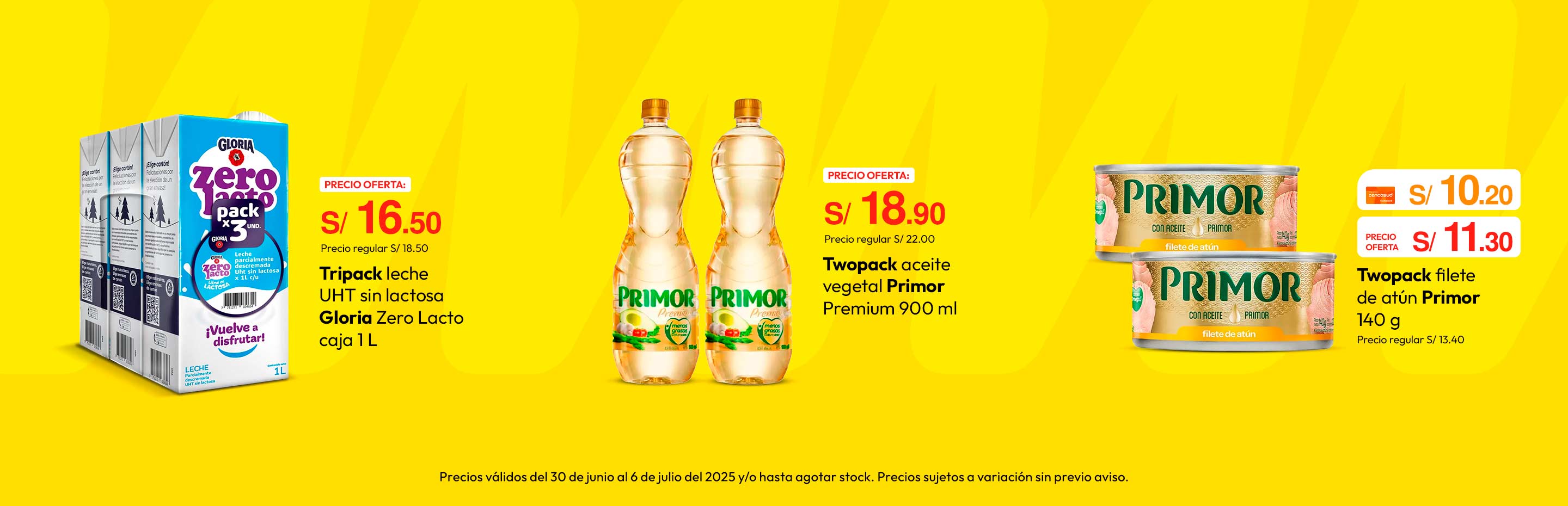 Tripack leche UHT sin lactosa Gloria Zero Lacto caja 1lt