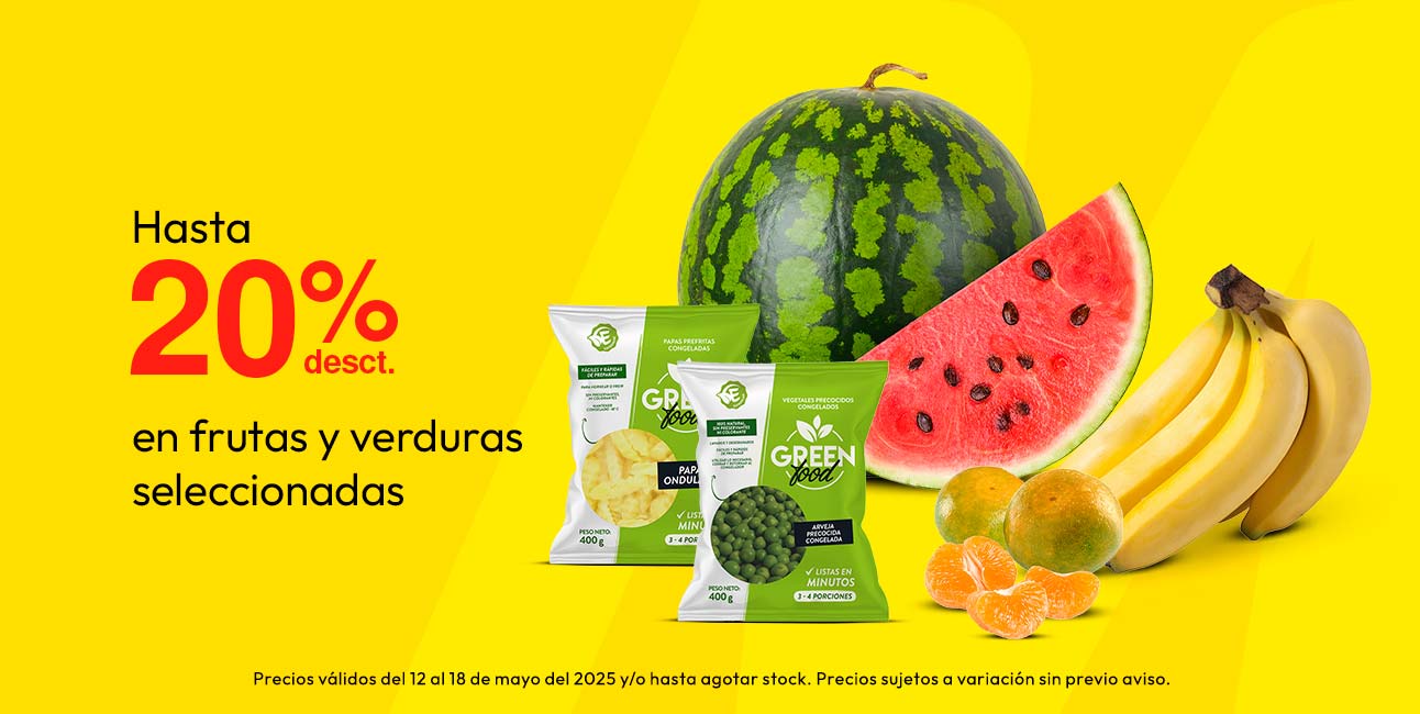 Hasta 20% de desct. En frutas y verduras seleccionadas.