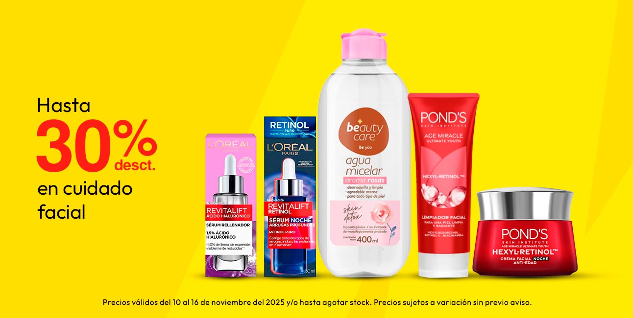 Hasta 30% dscto en Cuidado facial