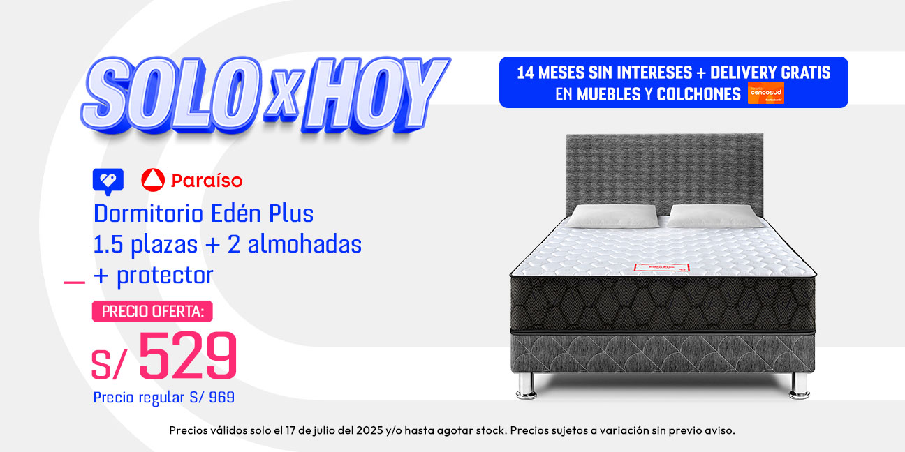 Dormitorio Edén Plus 1.5 Plazas + 2 Almohadas + Protector