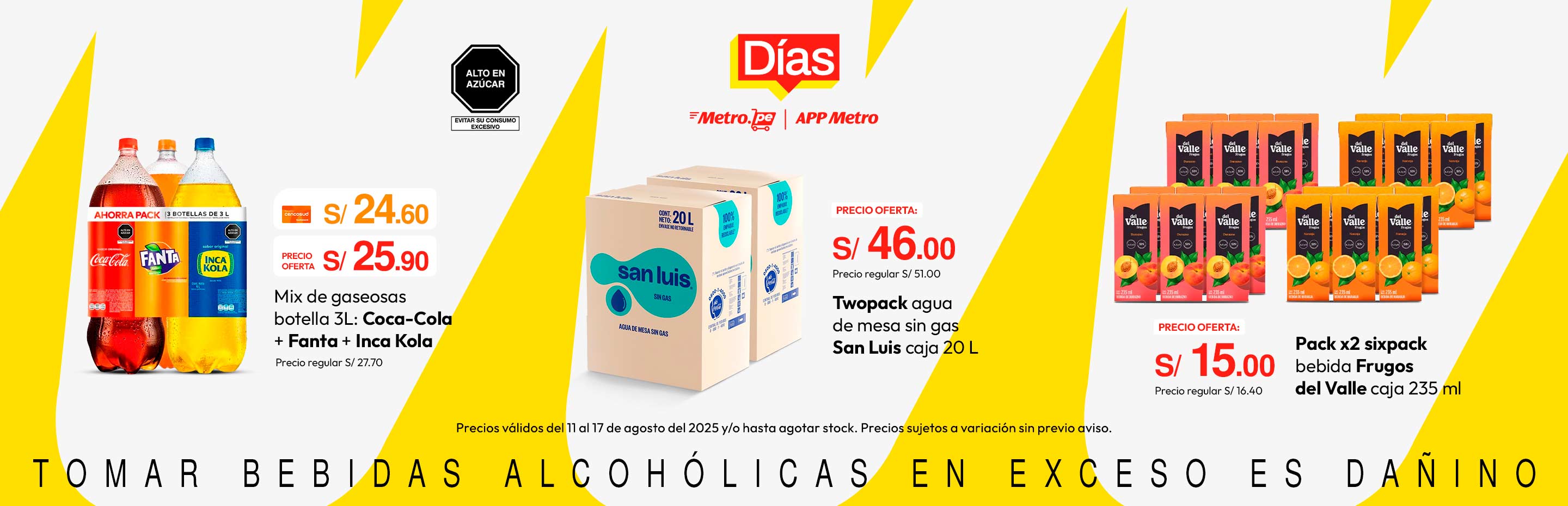 Mix de Gaseosas Botella 3L: Coca Cola + Inca Kola + Fanta