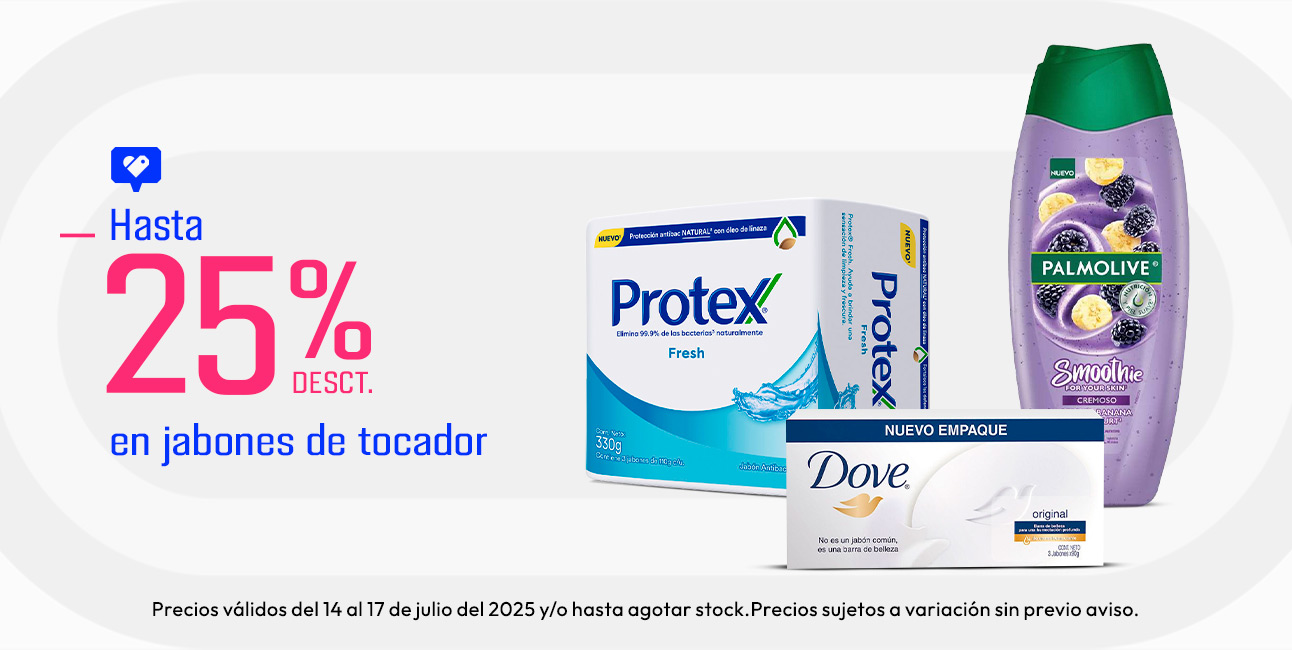 Hasta 25% desct en jabones de tocador