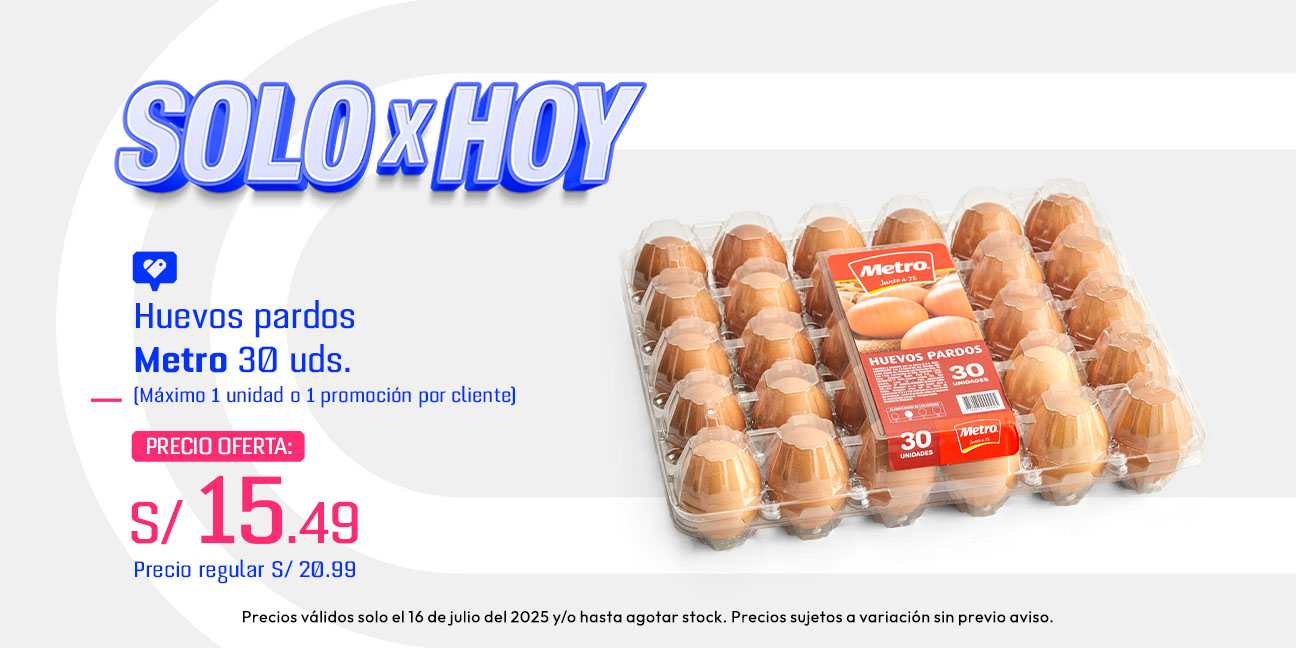 Huevos Pardos Metro 30un (Máximo 1 unidad o 1 promoción por cliente)