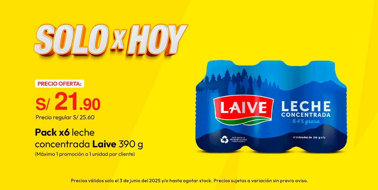 Pack x6 Leche Concentrada Laive 390g  (Máximo 1 promoción o 1 unidad por cliente)